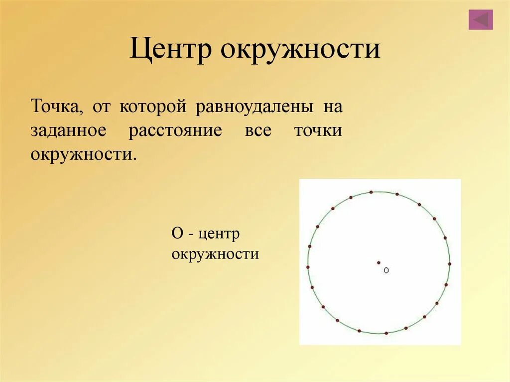 Определение центра окружности