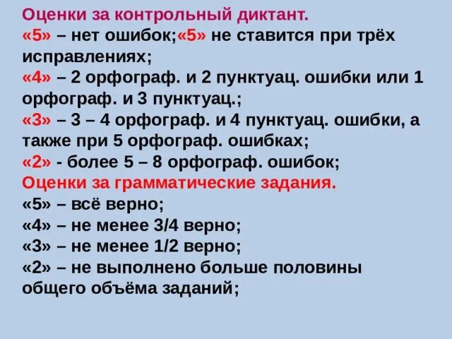 Критерии оценивания диктанта по русскому в 6 классе. Критерии оценивания диктанта 2 класс. Оценки за диктант 7 класс критерии русский. Критерии оценивания за диктант 2 класс.