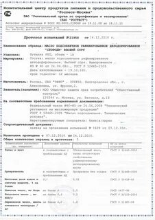 Протокол испытания масла