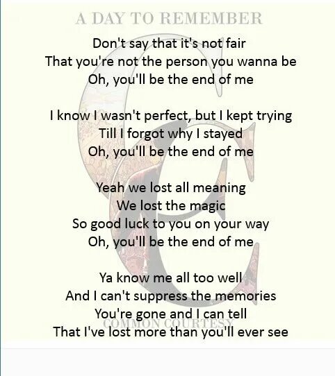 End of me a Day to remember. Remember me текст. End of me a Day to remember аккорды. I remember one Day текст песни.