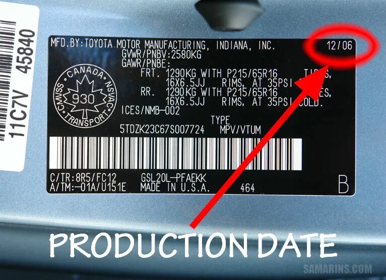 Дата выпуска 2007. Production date. дата производства mfd. код краски toyota supra. toyota дата выпуска.