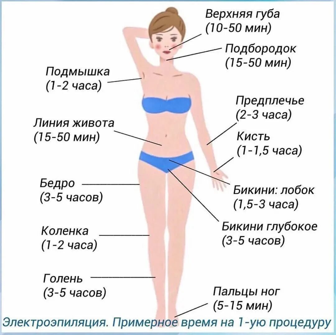 Сколько по времени длится лазерная. Примерный расчёт времени на электожпиляцию по зонам. Сколько по времени электроэпиляция каждая зона. Время на первую процедуру электроэпиляции.