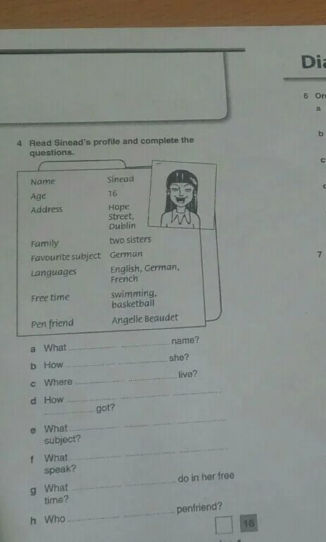 8 complete the questions. Diagnostic Test английский 8. Английский язык Diagnostic Test complete the fact file. 4 Read Sinead's profile and complete the questions ответы. Задания read the story and complete the characters profiles.