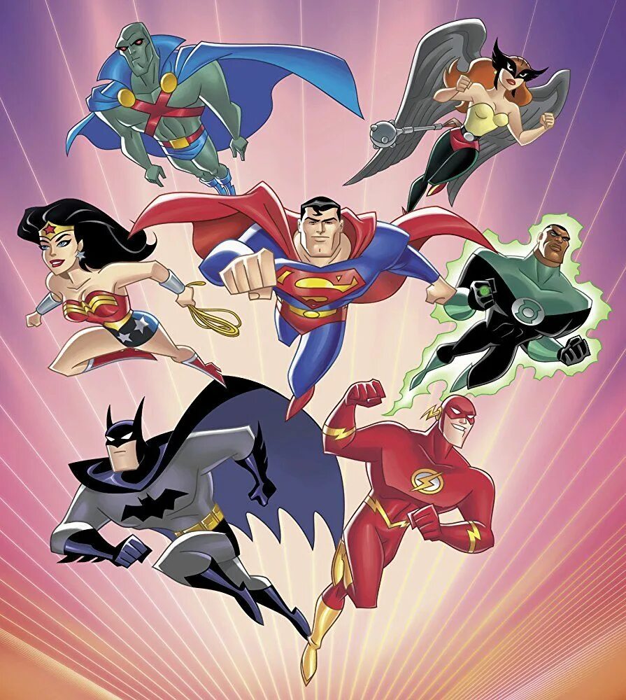 Am super heroes. Justice League Unlimited герои. Лига справедливости 2001 Супермен.