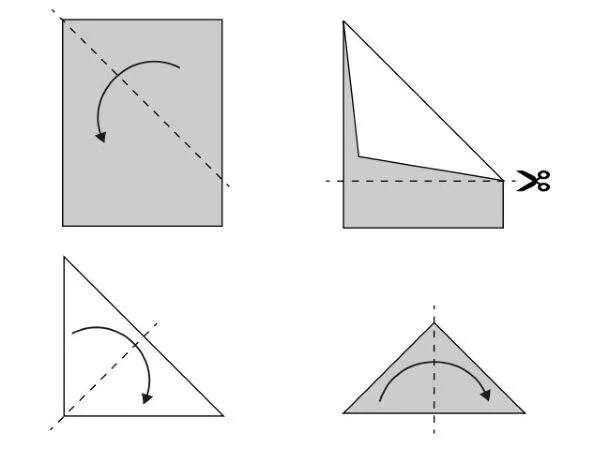 Как сложить бумагу. Как складывать бумагу для снежинок. Сложить треугольник для снежинки. Как складывать снежинки для вырезания.