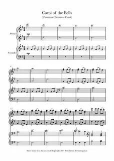 Carol of bells ноты для фортепиано