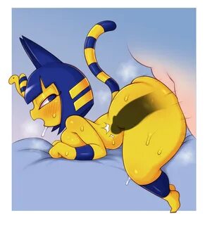saltyxodium, ankha, animal crossing, nintendo, 1boy, 1girls, anthro, ass, b...