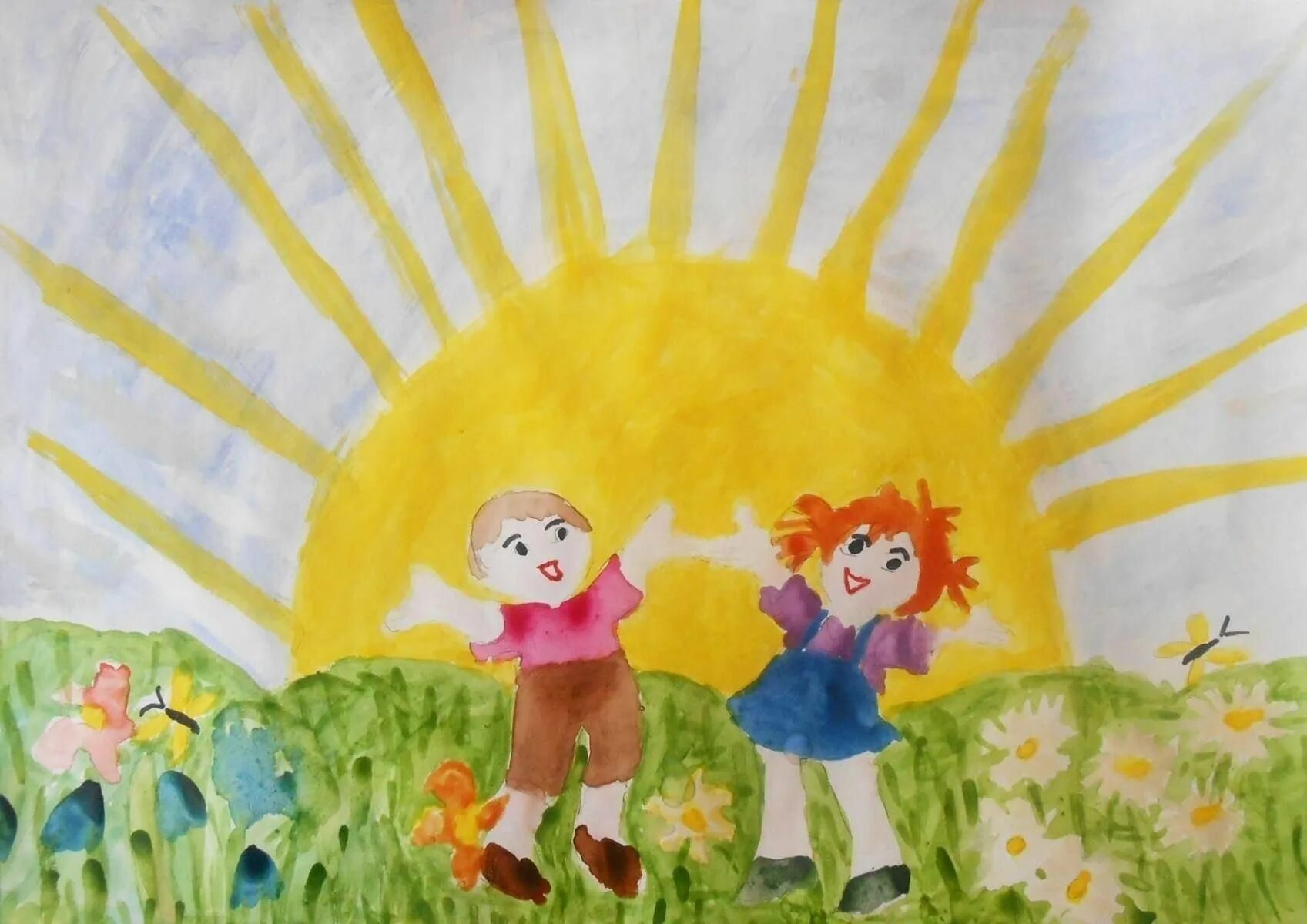 Детские рисунки. Рисунок на тему солнце. Детские рисунки на тему детство. Рисование на тему день защиты детей.