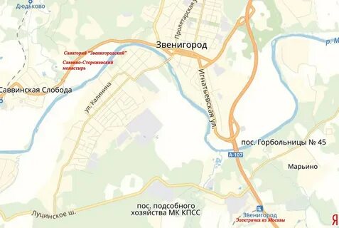 Звенигород на карте