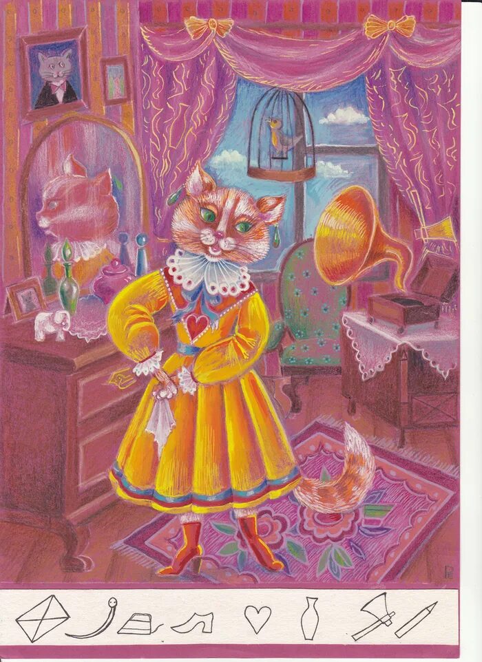 Иллюстрация к сказке кошкин дом. Маршак Кошкин дом кошка. Кошкин дом иллюстрации. Сказочная кошка. Кошкин дом иллюстрации к сказке.