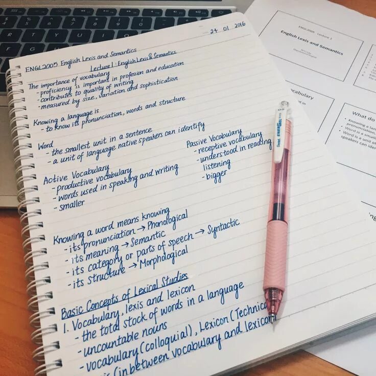 Writing notes in english