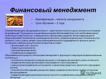 Пример финансовый менеджер