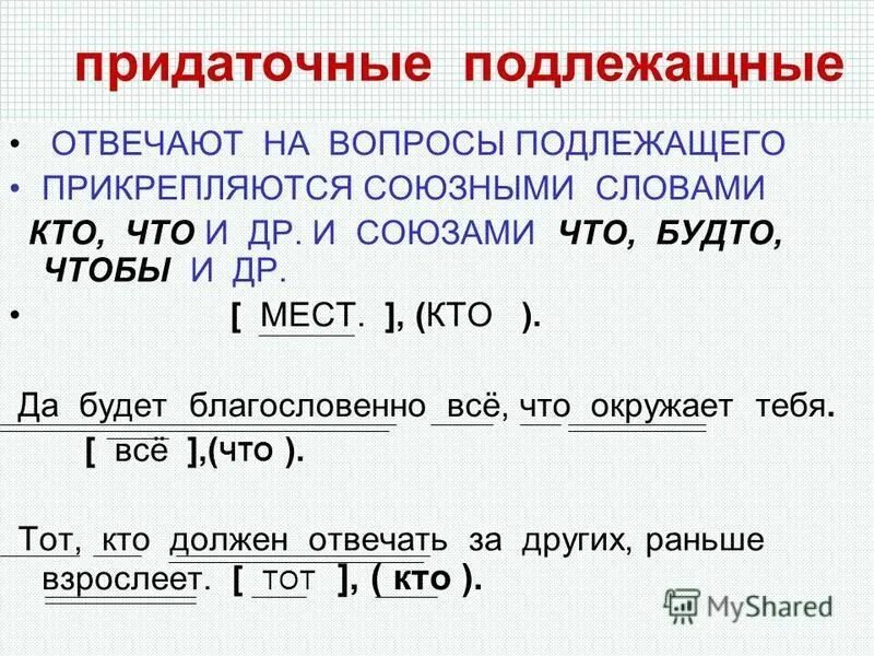 Подлежащное придаточное предложение. Виды придаточных подлежащные. Придаточные подлежащные и сказуемные. Придаточные подлежащные предложения примеры.