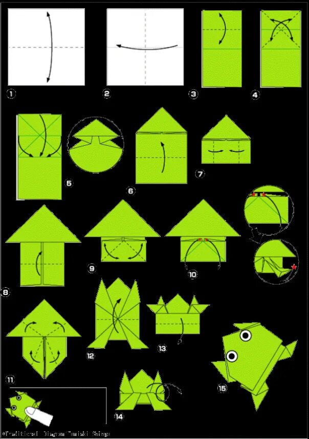 Простые оригами лягушка