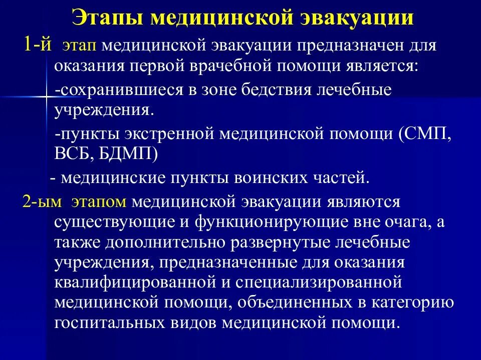 Этапы специализированной медицинской помощи. Этапы медицинской эвакуации при ЧС БЖД. 5 Этапов медицинской эвакуации. Первый этап медицинской эвакуации. Этапы медицинской эвакуации их состав.