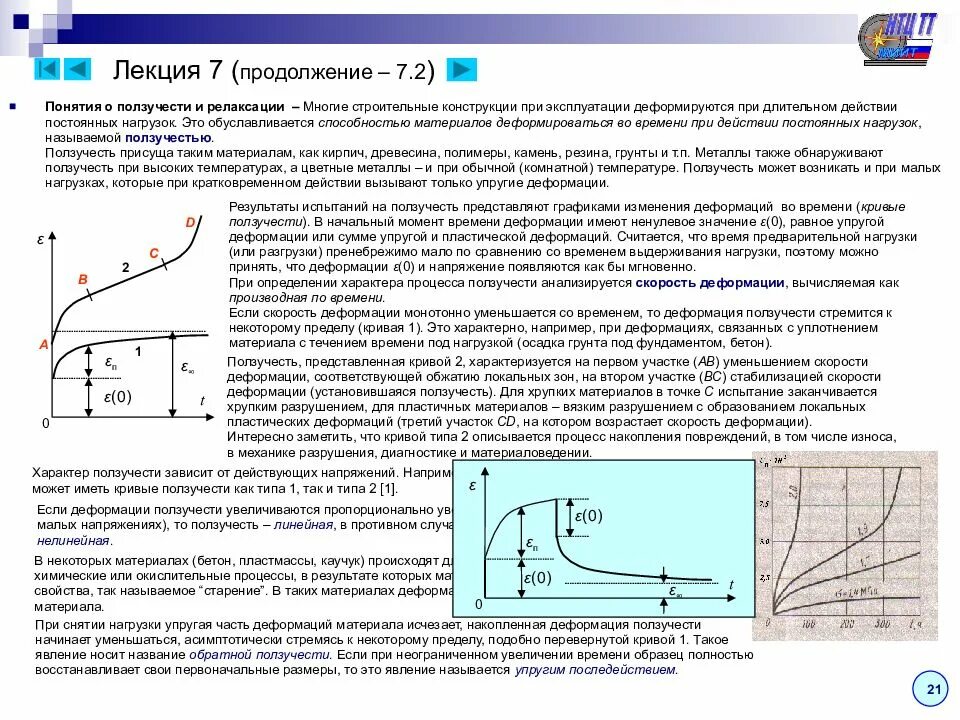 Напряжения и деформация материалов. Релаксация напряжений деформация ползучести. деформация при ползучести. понятие ползучести и релаксации напряжений.. пример деформации ползучести.