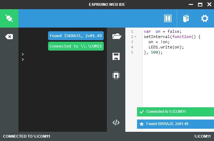 Js ide. Espruino web ide. ide для js. espruino web ide элементы. длинная программа для espruino.