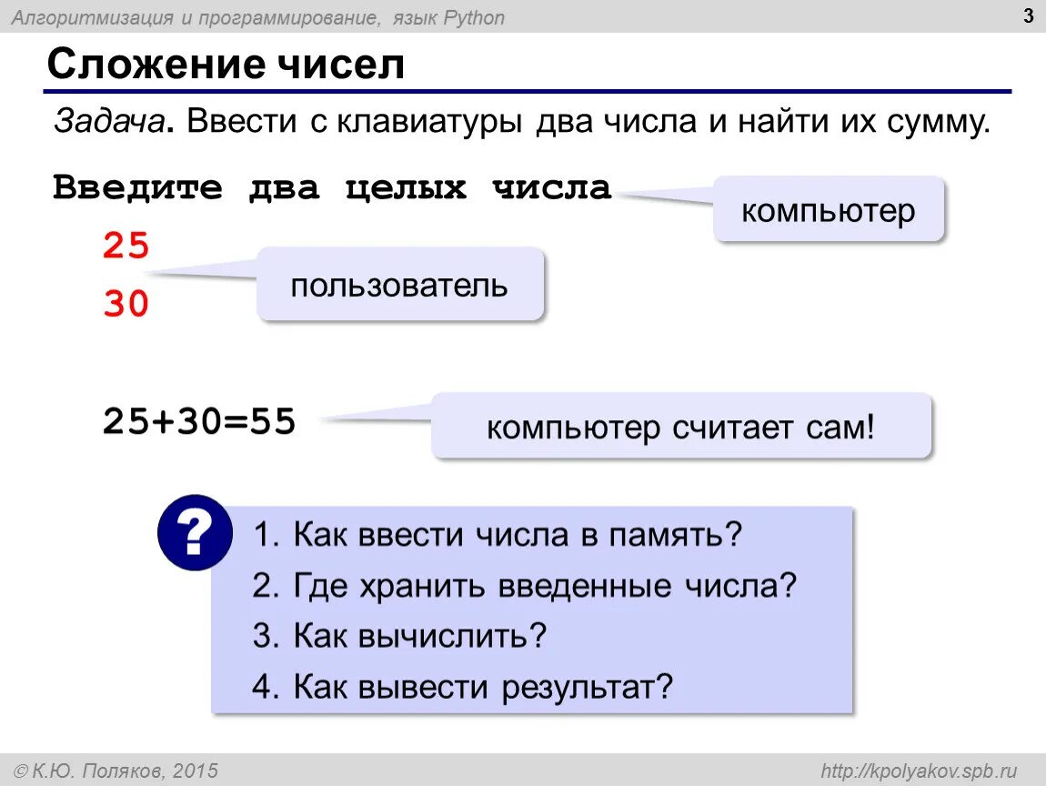 Как сложить в python