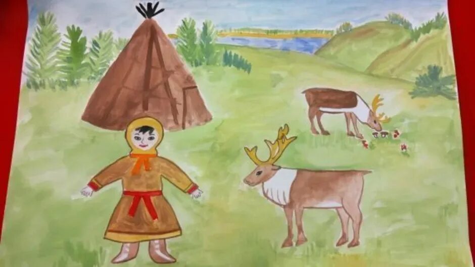 Тундра рисунок. Тундра рисунок для детей. Народы гор и степей рисунок. Детский рисунок тундры.