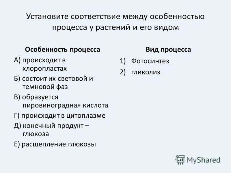 Установите соответствие между процессами. Установите соответствие между особенностями. Установите соответствие между характеристикой и процессом. Установите соответствие между характеристикой обмена и его видом.