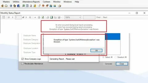 Unrecognized exception