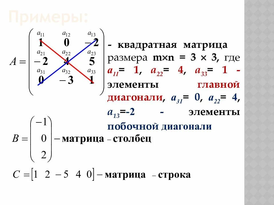 Главная диагональ матрицы. Определитель прямоугольной матрицы. Главная диагональ определителя. Прямоугольная матрица пример.
