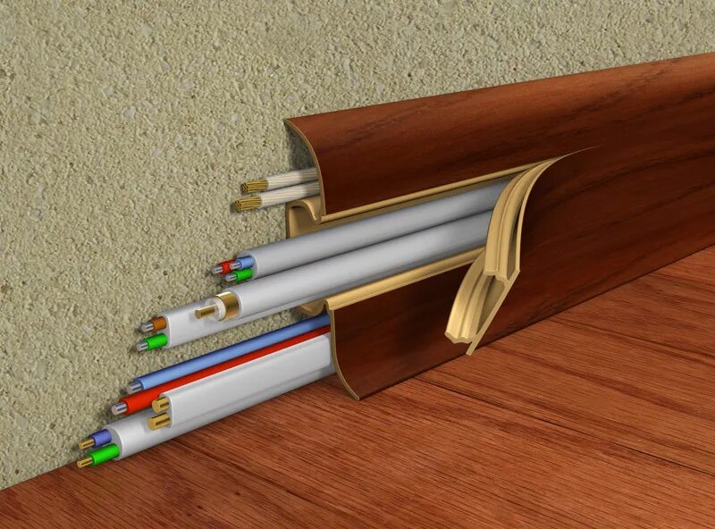 Кабельный плинтус. Плинтус 45 с кабель каналом. Кабель канал в плинтусе для электропроводки. Плинтус с кабель каналом широкий напольный. Проложить кабель канал
