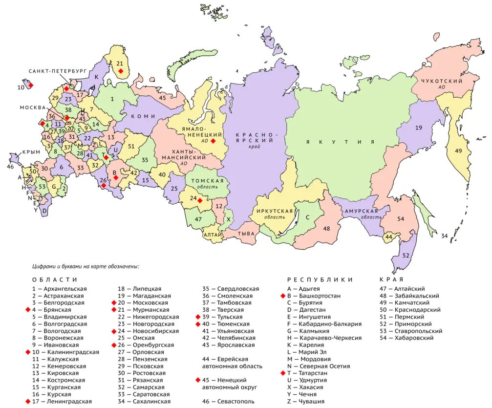 Карта России с субъектами Федерации. Субъекты РФ на карте России с названиями. Карта РФ субъекты Федерации и границы. Карта России с регионами и областями.