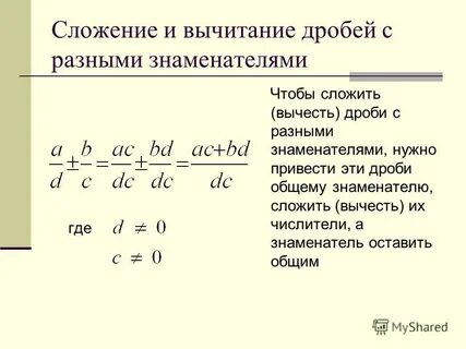 Сложение с разными знаменателями видео