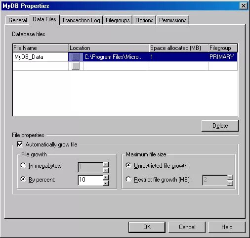 Файл properties. Окне properties. для чего служит окно “properties”?. database properties.