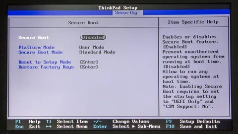 Secure mode bios