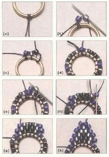 Серьги из бисера для начинающих. Кольца плетеные из бисера. Серьги кольца из бисера. Кольцо из стекляруса. Как сплести кольцо для начинающих