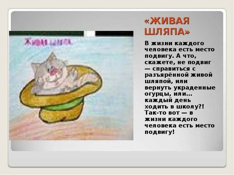 Краткое содержание живая шляпа 1 класс. План рассказа живая шляпа 2 класс. план рассказа живая шляпа.