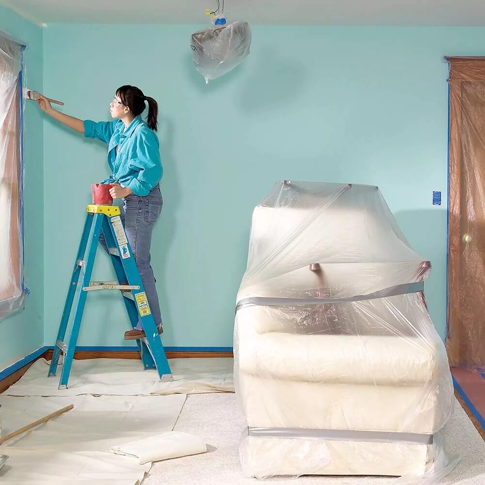Покраска стен. Крашеные стены в квартире. Покраска стен в доме. Окрашивание стен.