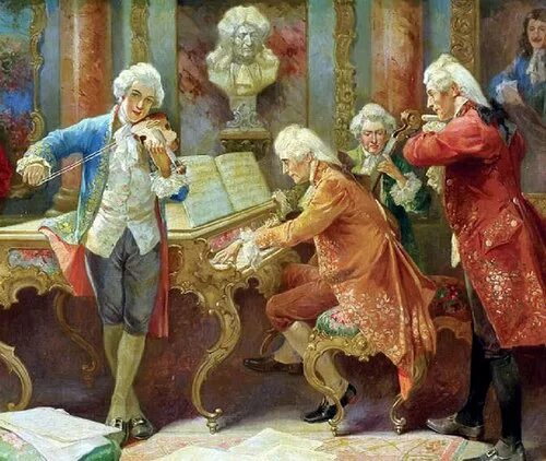 песни 18 века. песни 18 века. моцарт маленькая ночная серенада. моцарт эпоха классицизма. федерико андреотти (1847 - 1930).