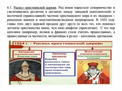 Раскол между православной и католической церковь