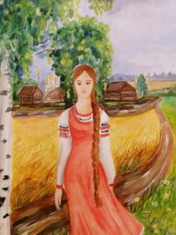 Русская женщина рисунок