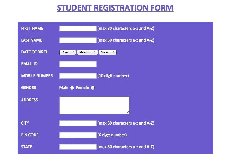 Student registration