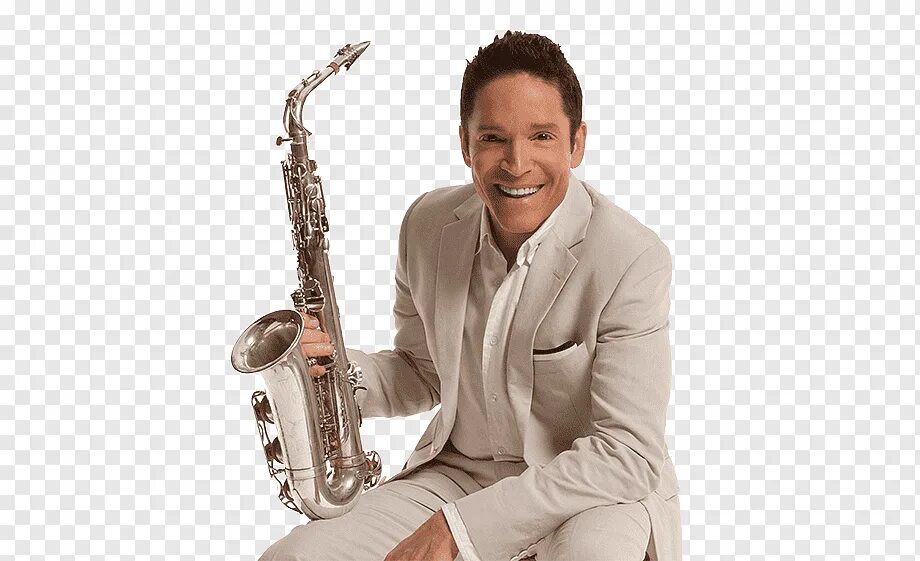 Dave Koz. Саксофонист. Саксофон и музыкант. Музыкант на прозрачном фоне. Исполнение на саксофоне