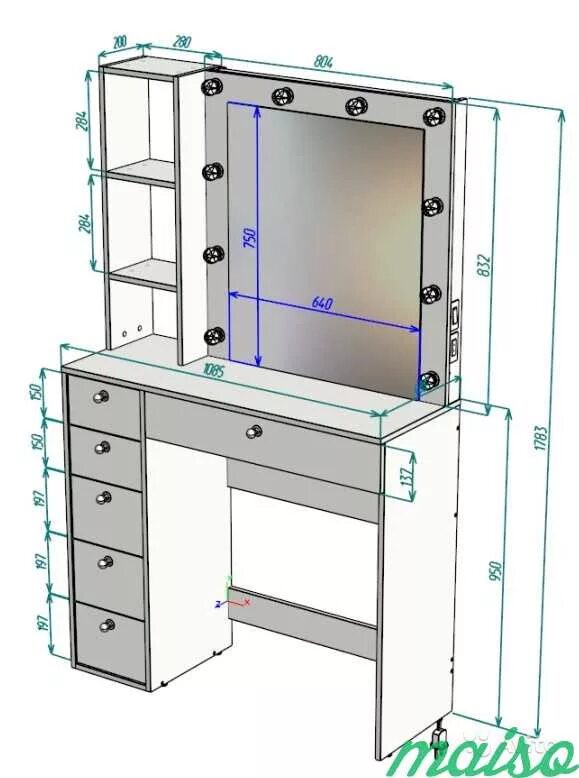 Гримерный столик 110 см. Гримерный столик, 800х400х1600 мм. Гримёрный стол с подсветкой 110. Размеры туалетного столика с зеркалом и подсветкой. Сборка стола туалетного