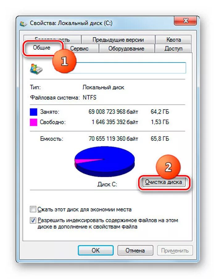 Общие свойства диска. Очистка диска. Свойства диска. Очистить диск с от ненужных файлов. Очистка диска с Windows 7.