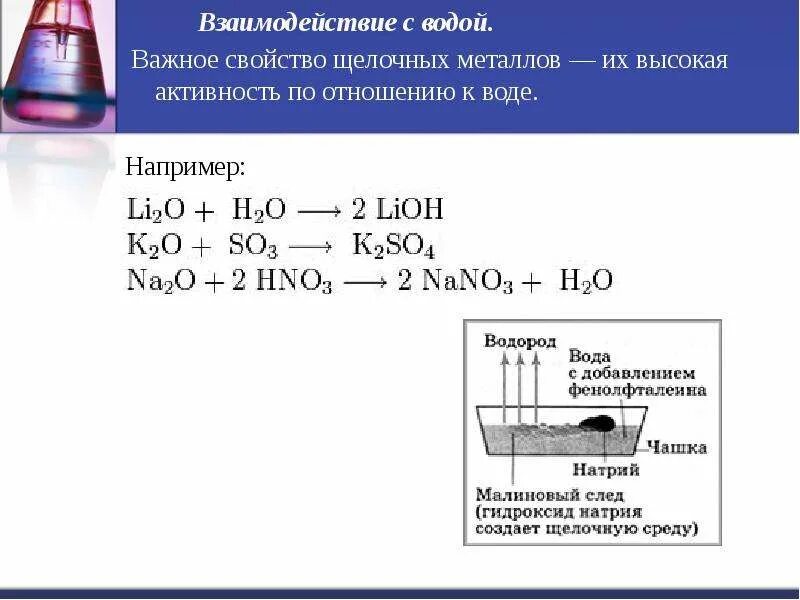 Реакции взаимодействия металлов с водой. Взаимодействие щелочных металлов с водой реакции. Взаимодействие щелочных металлов с водой формула. Пример реакции щелочных металлов с водой. При взаимодействии натрия с водой образуется щелочь