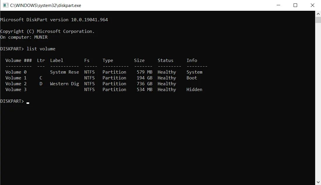 Ntfs через командную строку