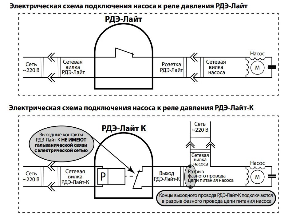 Электрическая схема подключения реле