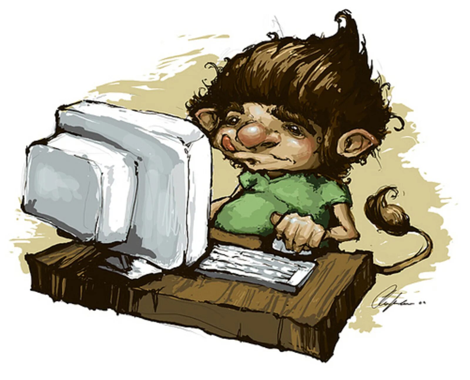 Тролли в мире людей. Компьютерный тролль. тролль за компом. интернетные тролли. домовой за компьютером.