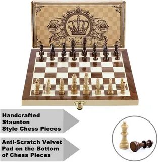 12 Magnetic Wooden Chess Set for Adults.