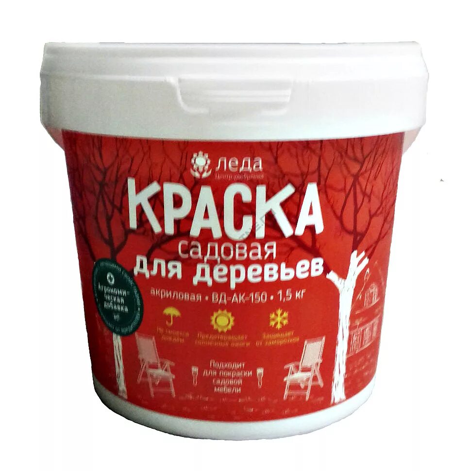 Леда 1. Садовая побелка 1,5кг леда. краска для деревьев &quot;леда&quot; 1,5кг. краска втв для деревьев, 4 кг. краска для деревьев 1кг акриловая фаворит.