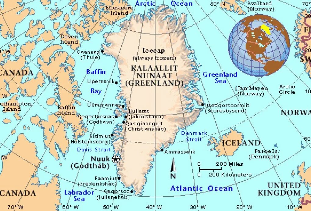 Остров Гренландия на карте. Столица острова Гренландия карта. Гренландия остров на политической карте.