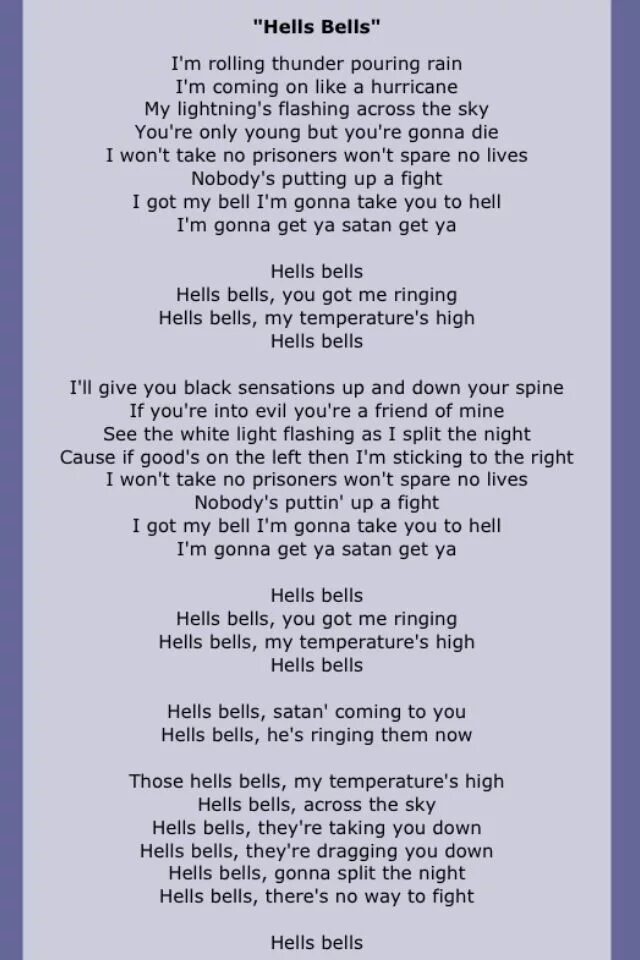 Greatest dad lyrics. Hells Bells текст. AC DC Hells Bells текст. AC DC текст. Highway to Hell текст.