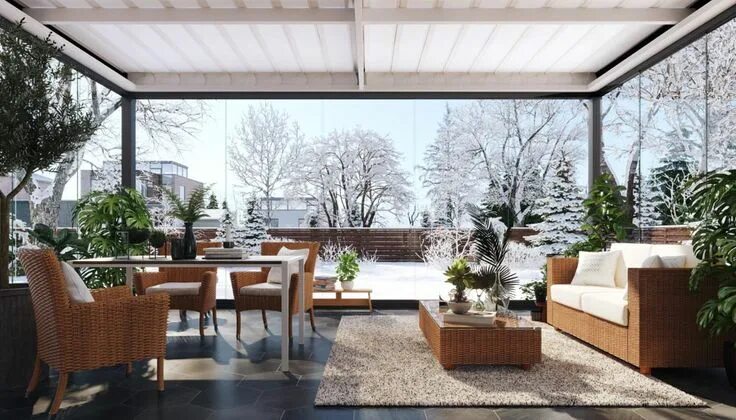 Зимняя веранда к дому фото Enclosed sun porch with plexiglass roof and screened walls truly brings the outs